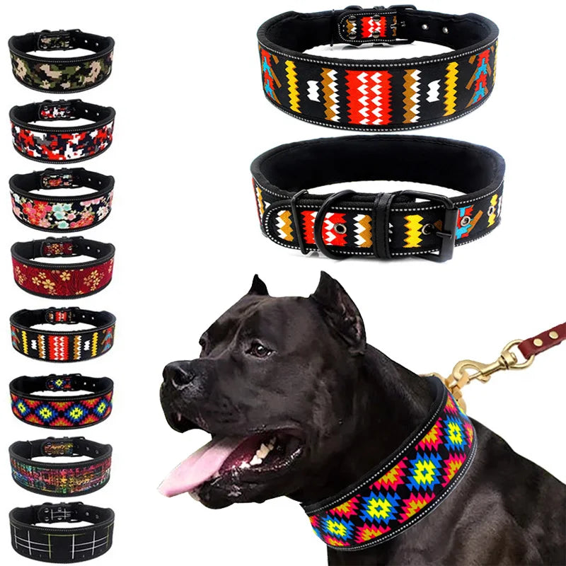 Fashion Big Dog Collar Reflective Adjustable Pet Collars for Small Medium Large Dogs German Shepherd Whippet Pets Accessories