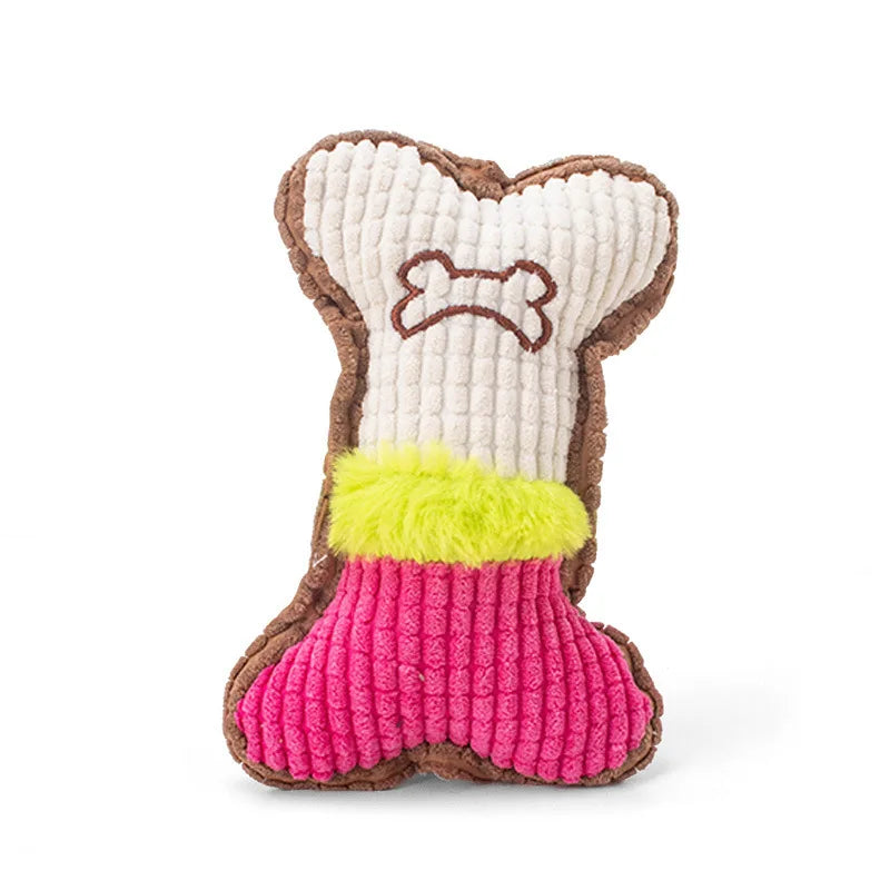 1pc Dog Squeaky Toys, Bones Plush Dogs Chew Toy for Small Medium Breed Puppy Aggressive Chewer Pets Puppy Playing Cleaning Teeth