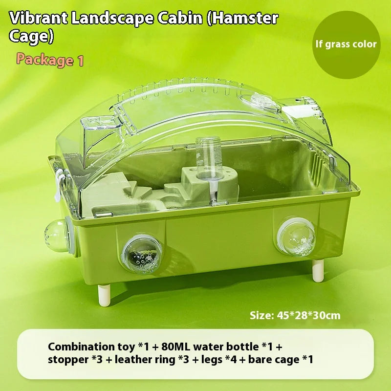 Large Transparent Hamster Cage Double Layer 45 Basic Enclosure Gerbil House for Small Pets with Ventilation Design hamster