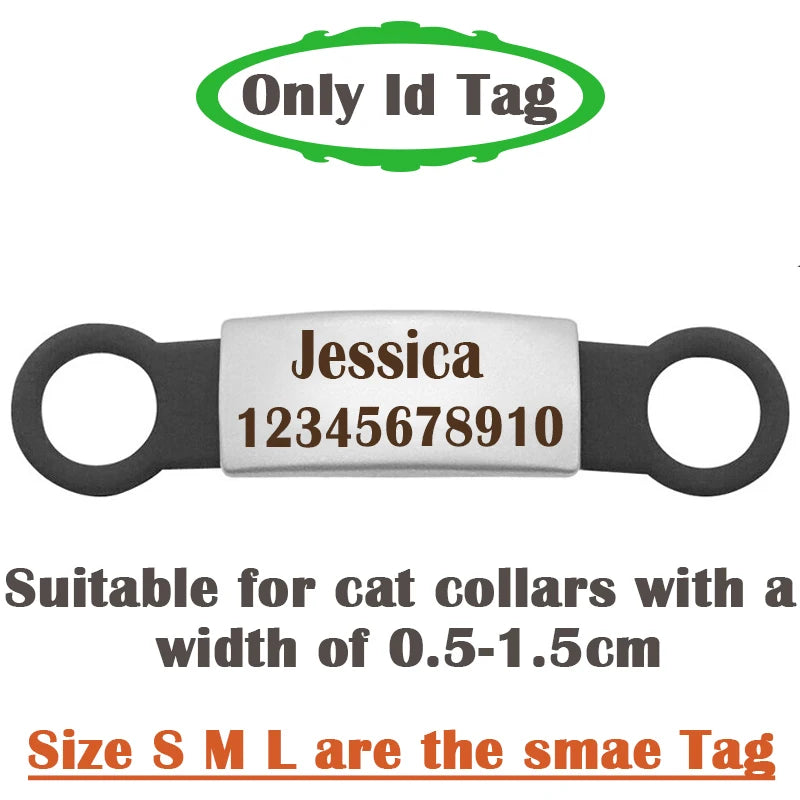 Personalized Cat Collar with Bell Free Engraved Name ID Tag Nameplate Customized Necklace Kitten Puppy Collars Anti-lost Nametag