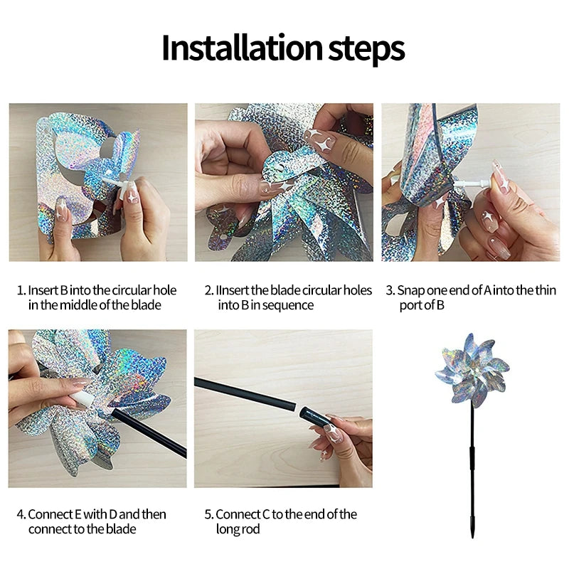 Laser Bird Repelling Windmill 24CM Windmill for Farmland Rotating Windmills Outdoor Bird Pigeon Repellent Tools Garden Supplies
