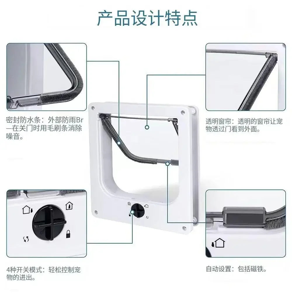 2629330105003+3 Dog Cat Flap   Way Security Lock Flap Door for Cats Kitten ABS Plastic Small Pet Gate Door Kit Cat