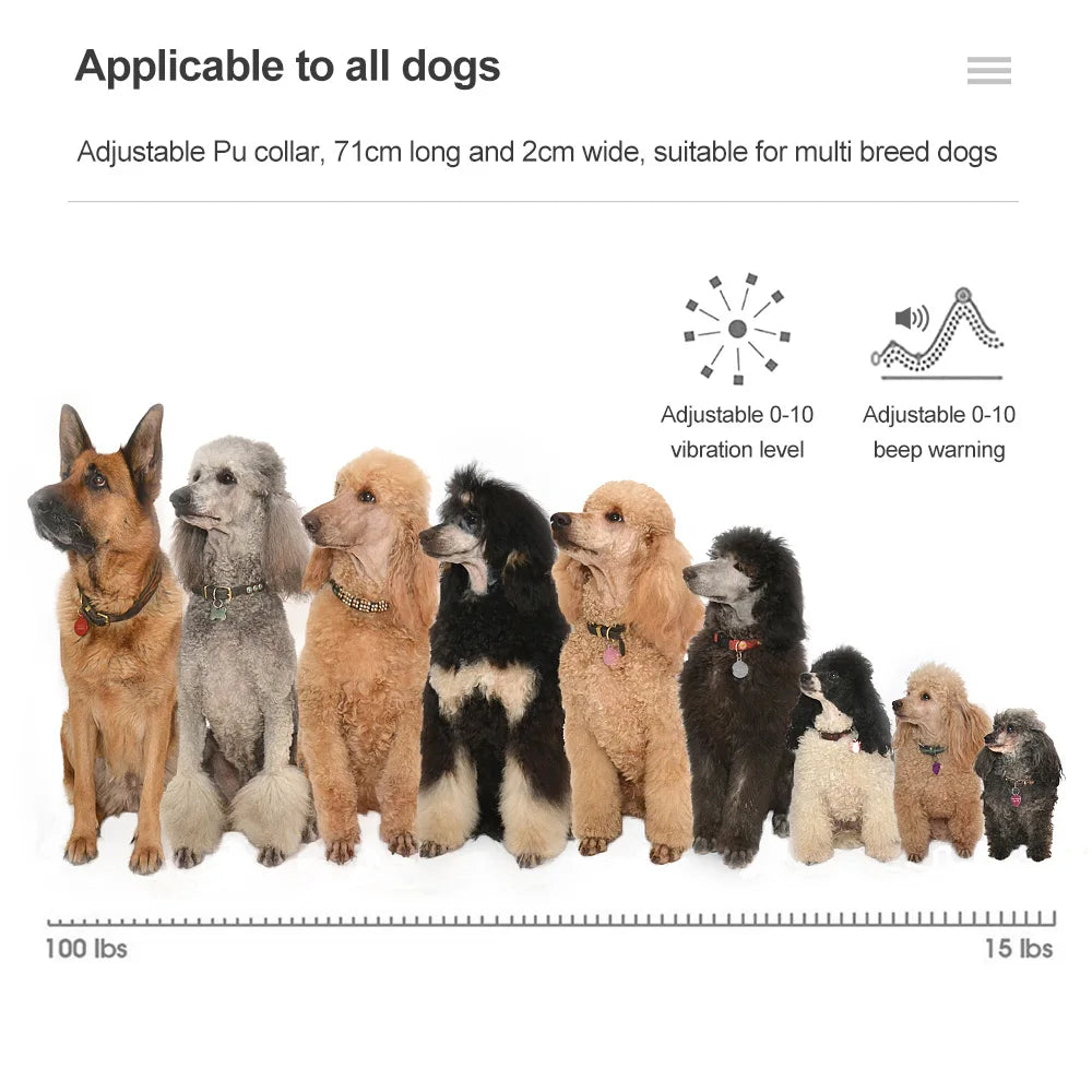 1500m Electric Dog Training Collar Voice Walkie-Talkie Pet Remote Control Waterproof Rechargeable For All Sizes Vibration Sound