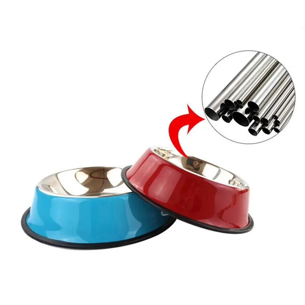Stainless Cat Bowls Pet Steel Bowl Set Food Water Bowl for Dogs and Cats Anti-skid Cats Supplies
