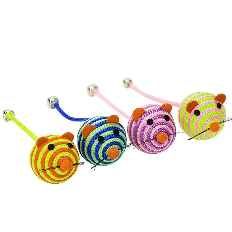 Pet Cat Toys Stripe Nylon Rope Round Ball Mouse Toy with Bell  Pet Cat Chew Toy Cat Toys Interactive Pet Products gatos 고양이 장난감