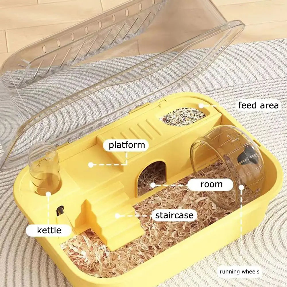 Hamster Cage with Water Bottle Hamster Habitat House Small Animal Cage for Mice Guinea Pigs Exercise Playing