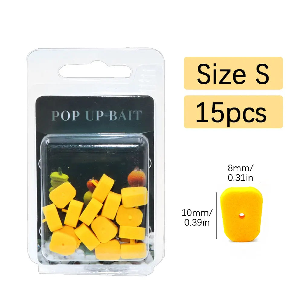 15pcs Carp Fishing Bait Pop Up Boilie Fishing Rig Accessories EVA Foam Fake Bait Corn Shape Method Feeder Carp Tackle Fish Lure