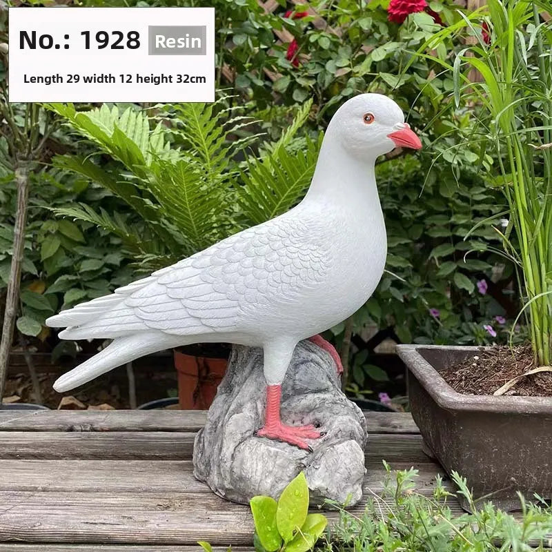 Outdoor garden simulation animal white dove model, garden decoration prop, resin simulation pigeon figurine