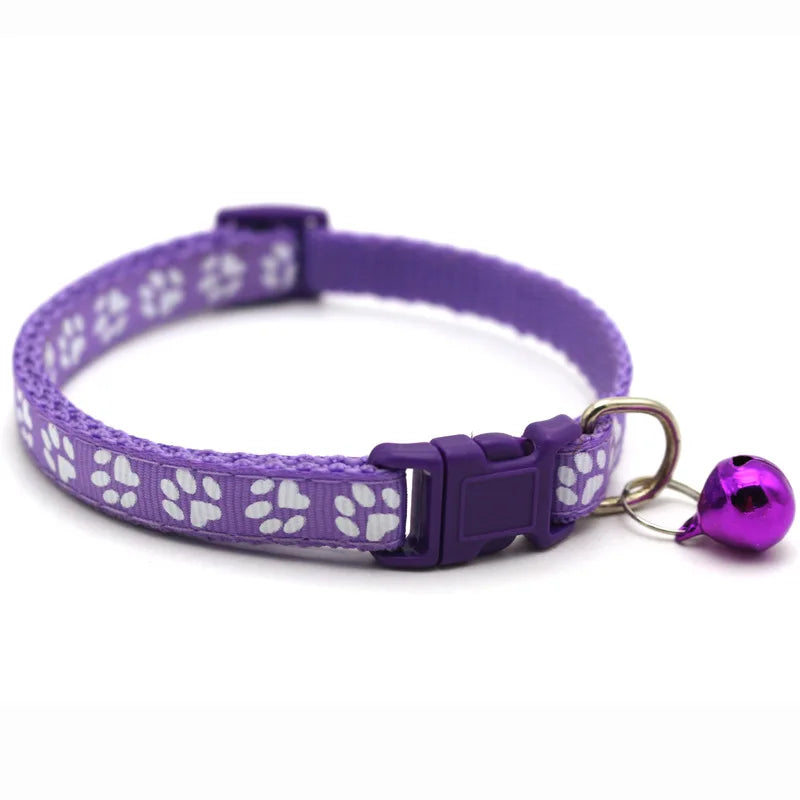 1pc Colorful Pet Pattern Small Dog and Cat Collar with Bell Adjustable Bowties Dog Bow Ties DIY Band Pet Collar With Footprint
