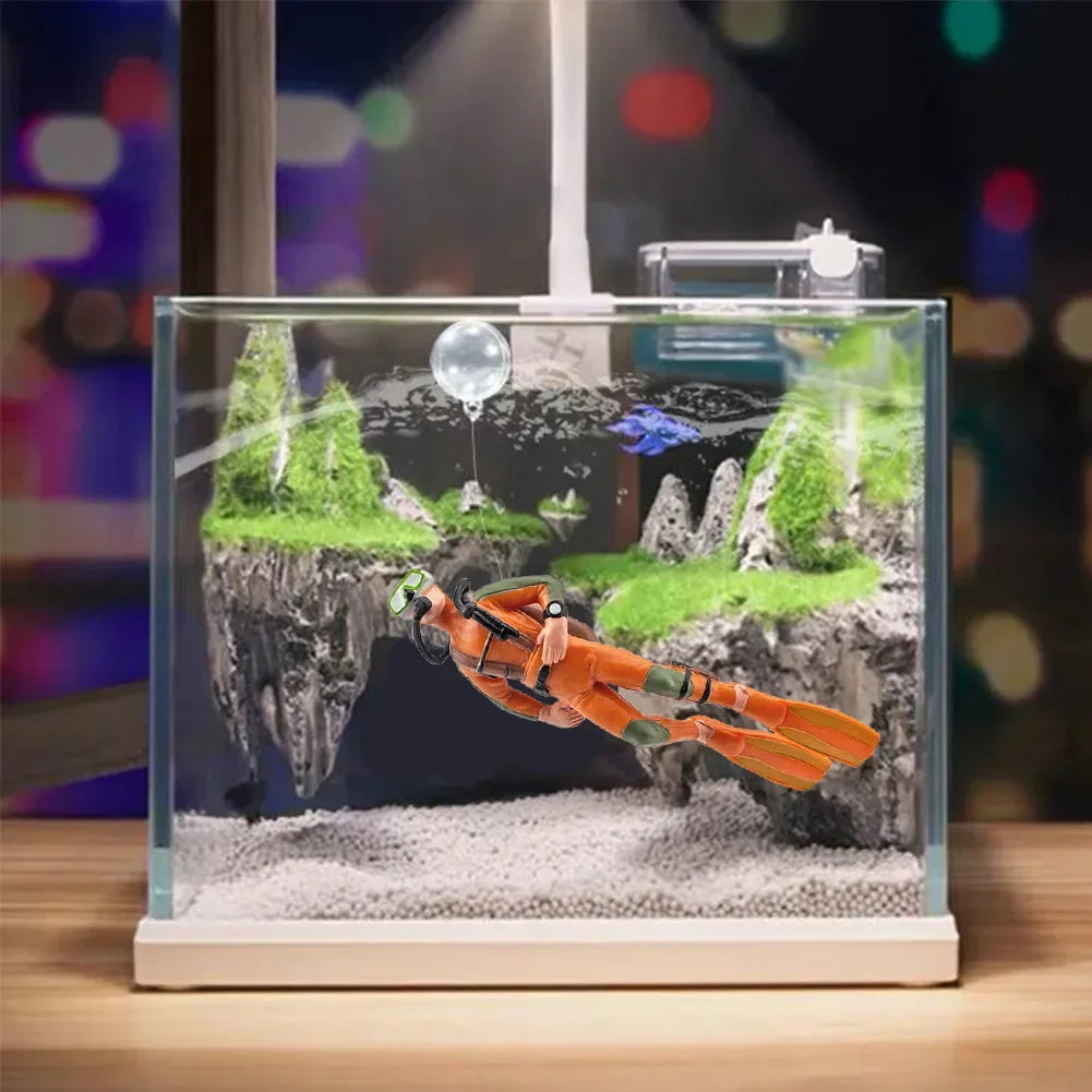 Cute Resin Frogman Aquarium Ornaments Interesting Floating Decoration Simulated Mini Diver Fish Tank Aquarium Accessories
