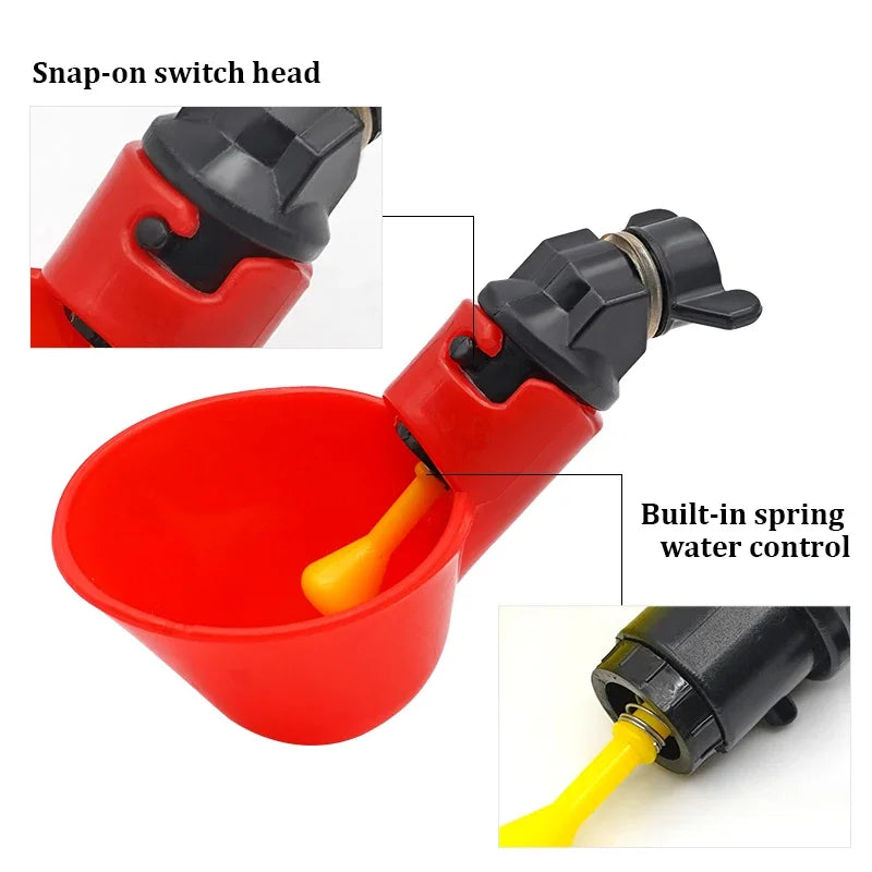 6-36Pcs Chicken Quail Hanging Water Cups Nipple Drinking Bowl Birds Water Feeder Bowl Drinker Cup for Backyard Automatic Poultry