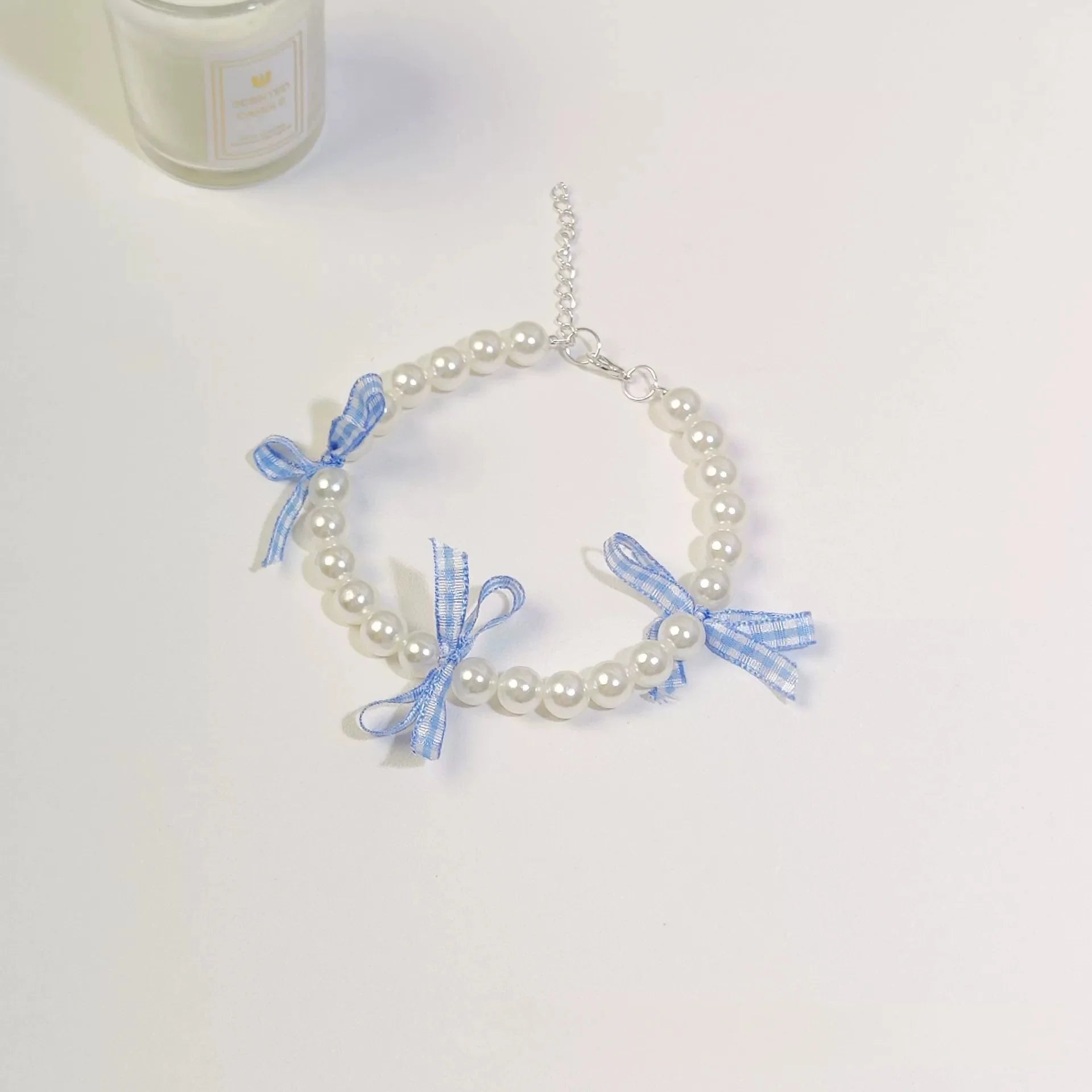Cat Collar Decoration Pet Cute Exquisite Jewelry Kitten Adjustable Chain Cat Necklace High Simulation Pearls Pet Supplies