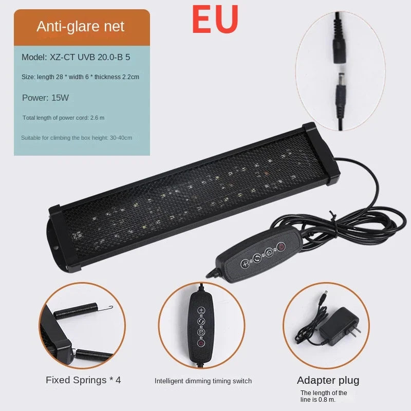 Reptile 10.0/20.0 Full Spectrum LED UV Lamp Turtle Lizard Snake UVA+UVB Terrarium Lamp Reptile Vivarium Calcium Supply tartaruga