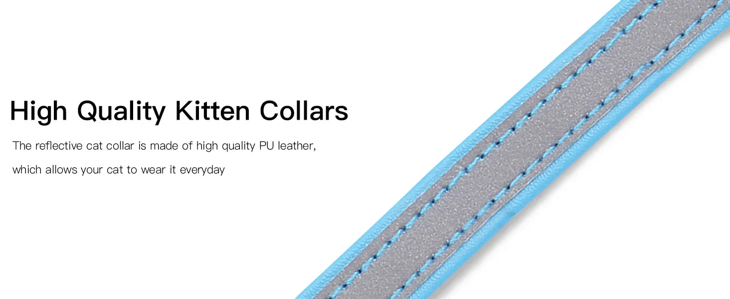 Airtag Holder Cat Collar with QR Tag, Cat Accessories Reflective PU leather Kitten Collars, Cat ID Tag, Safety Elastic bands