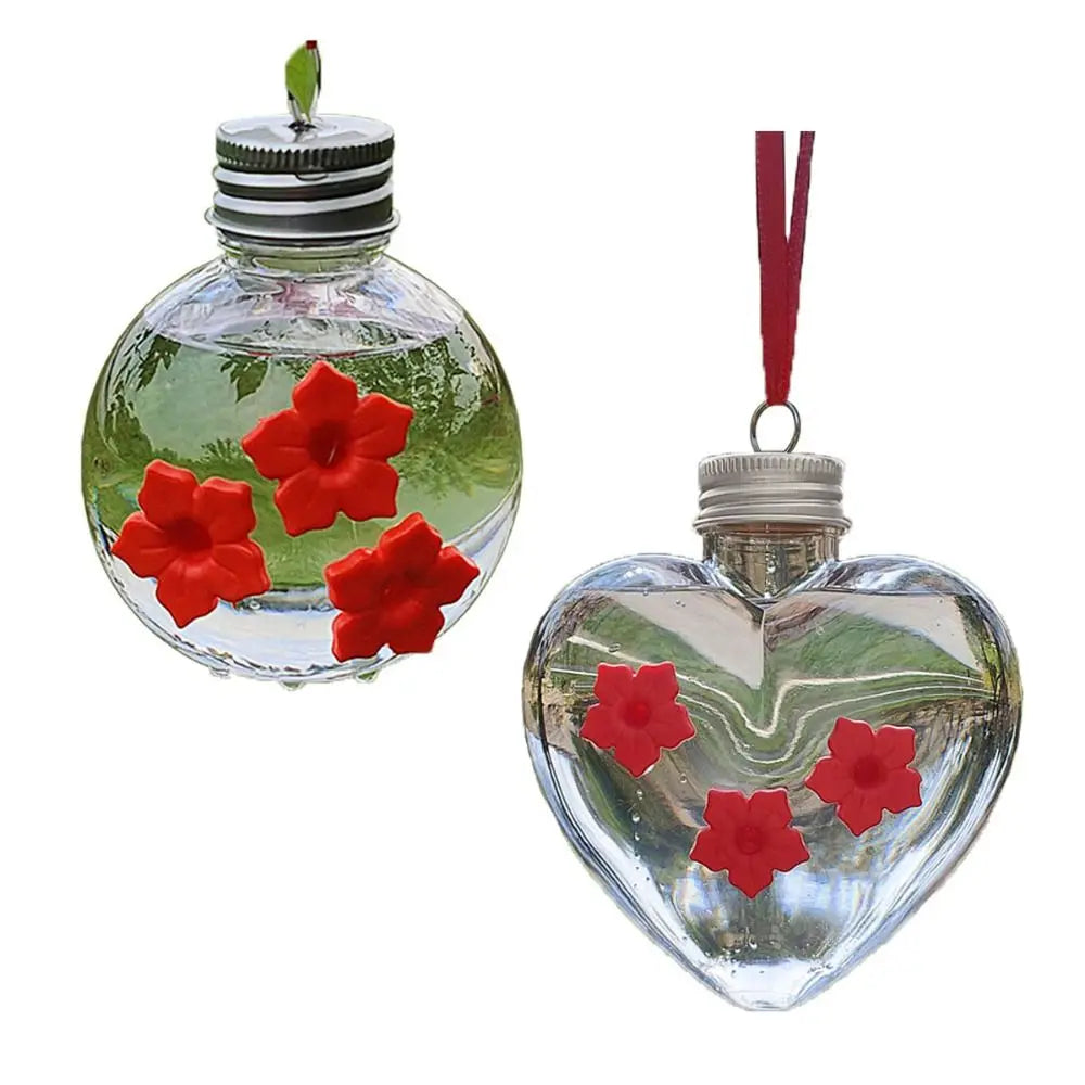 PET Hummingbird Feeder Spherical / Heart Shape 3 Ports Birds Water Dispenser Transparent Visible Leak Proof Hanging Bird Feeder