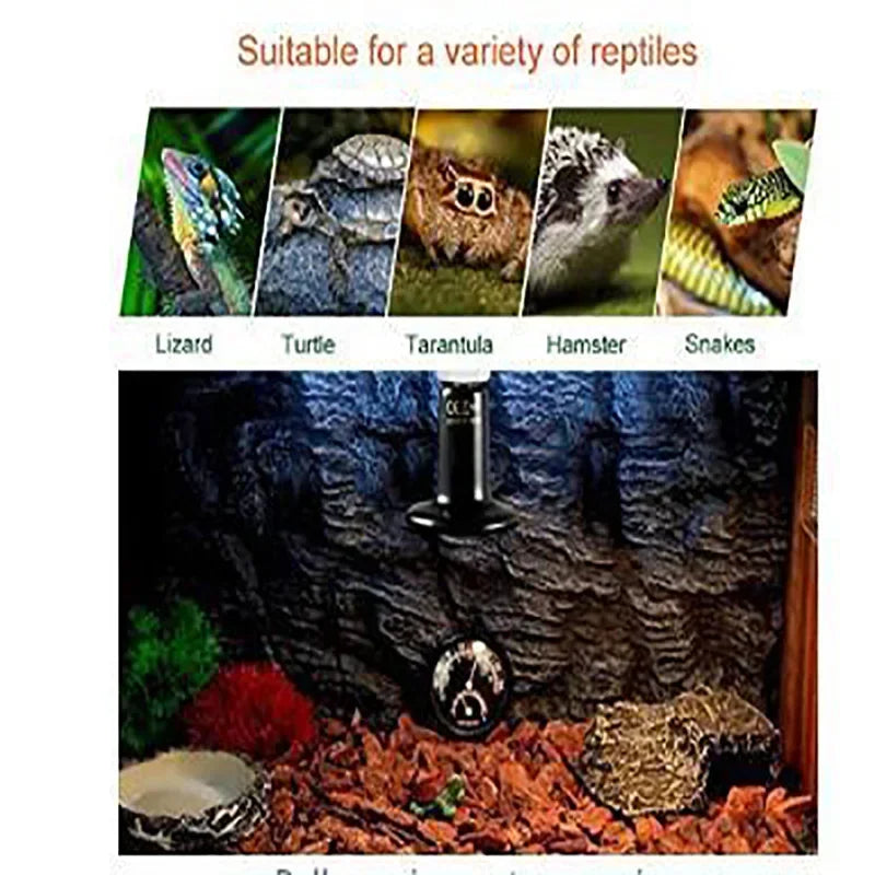 Reptile Heating Lamp E27 Ceramic Heat Bulb 110-240V Pet Warmer 20/50/75/100W for Turtle Lizard Brooder Terrarium Lighting