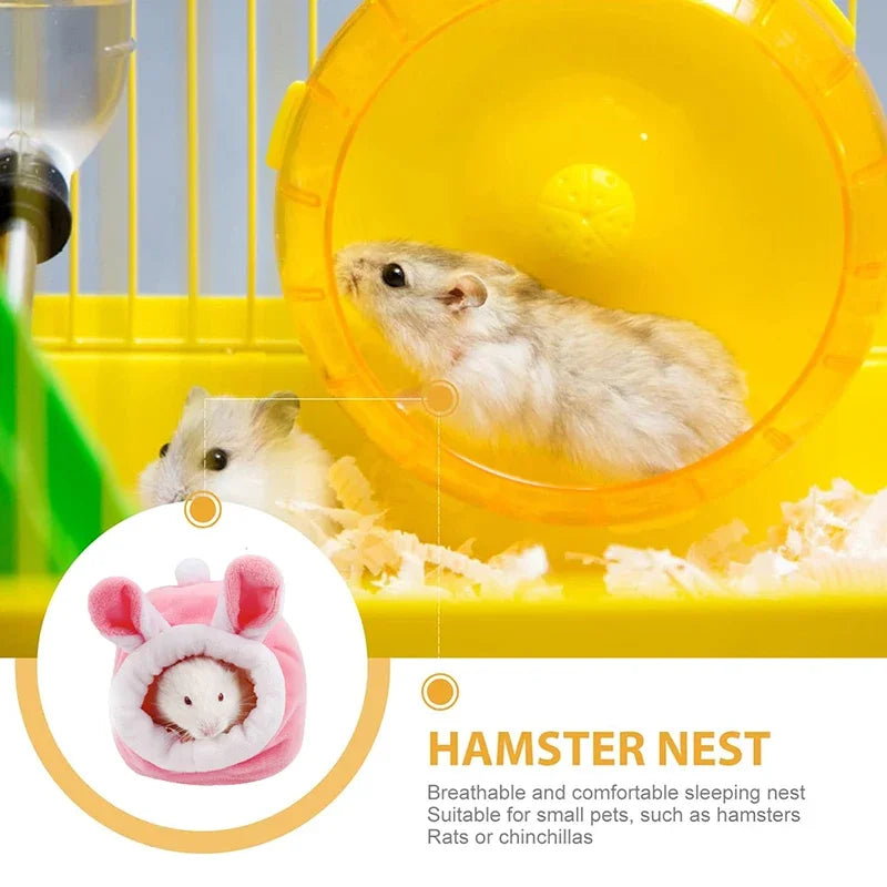 Hamster Nest Cute House Winter Soft Warm Bed Non-slip Hamster Sleeping Nest Small Animals Bedding House For Dwarf Hamsters