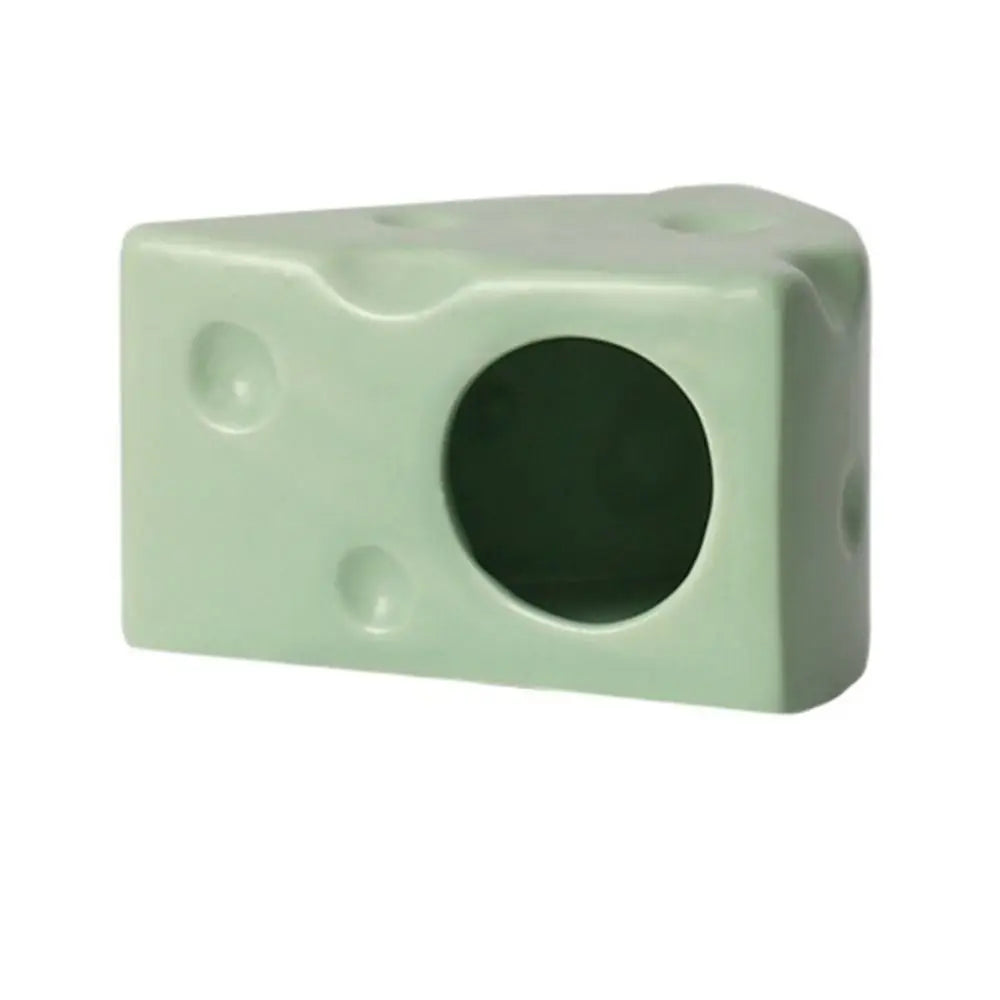 Creative Hamster Hideout Ceramics Hut Decorative Ceramics Hamster House Cheese Shape Hiding Hole Hamster Bed Pet Nesting