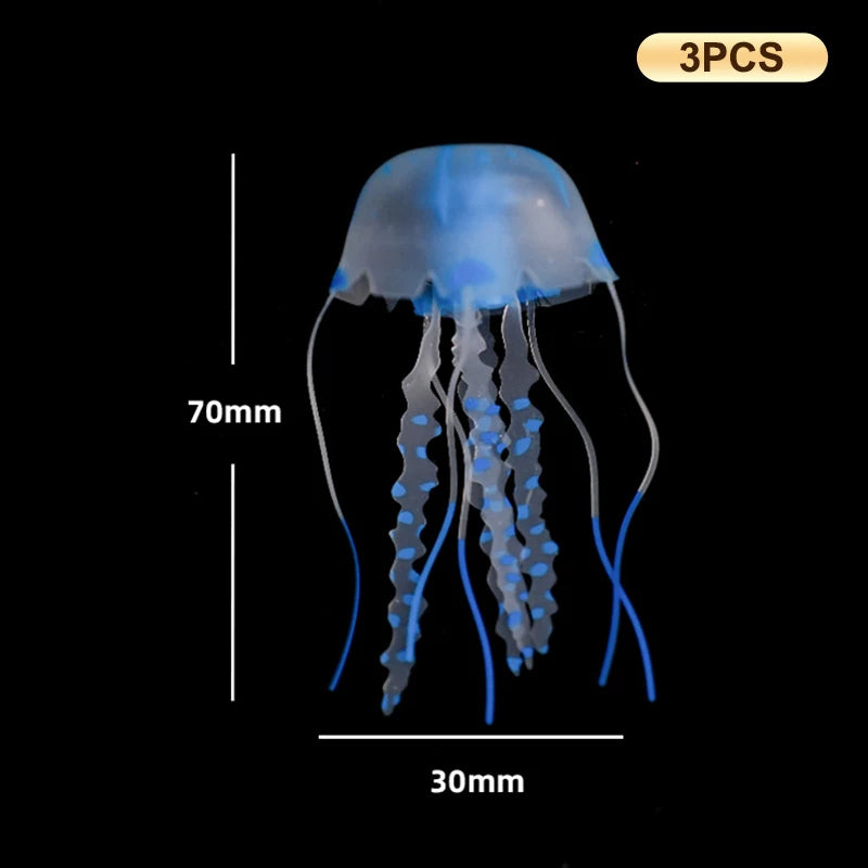 3Pcs Underwater Plant Marine Aquatic Landscape Ornament Artificial Glowing Fluorescent Jellyfish Aquarium Decoration Fish Tank