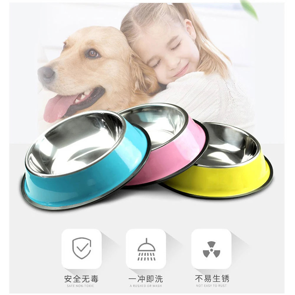 Custom Stainless Steel Pet Bowl Cat Bowl Dog Food Bowl Multi-Specification Anti-fall Food Bowl Food Bowl Feeding Pet Supplies