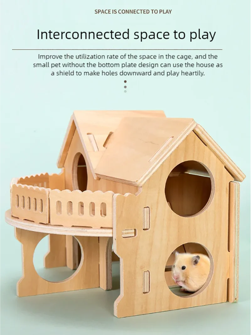 Hamster Sleeping Wooden House Hamster Cage Golden Bear Cage Single Floor Villa Supplies