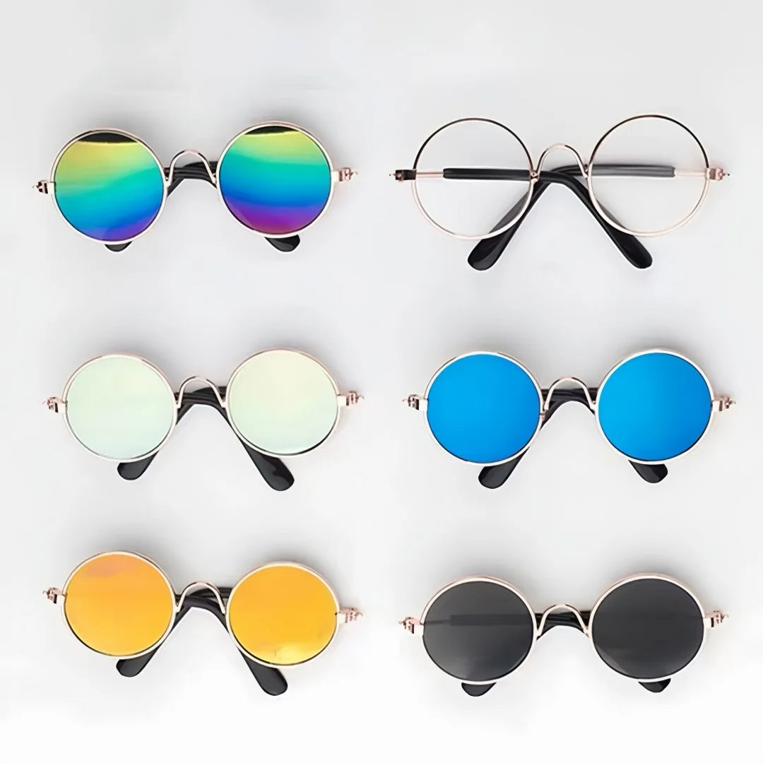 Fashionable Pet Sunglasses Metal Round Frame Puppy Cat Crown Prince Glasses for The Trend of Internet Famous Pet Photography