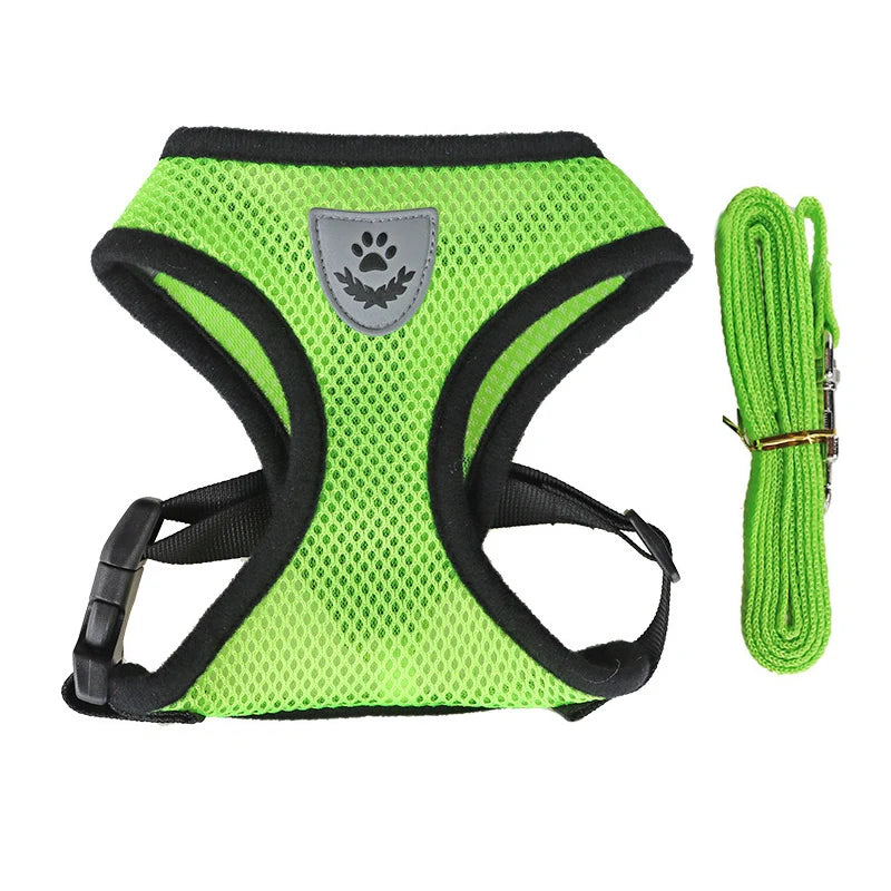 Cat Small Dog Breathable Mesh Harness And Leash Kitten Cats Harnesses Little Dog Puppy Harness For French Bulldog Chihuahua Pug