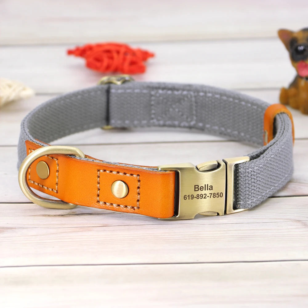 Custom Nylon Dog Collar Durable PU Leather Dog Collars Necklace Personalized Pet ID Collars for Small Medium Large Dogs Party
