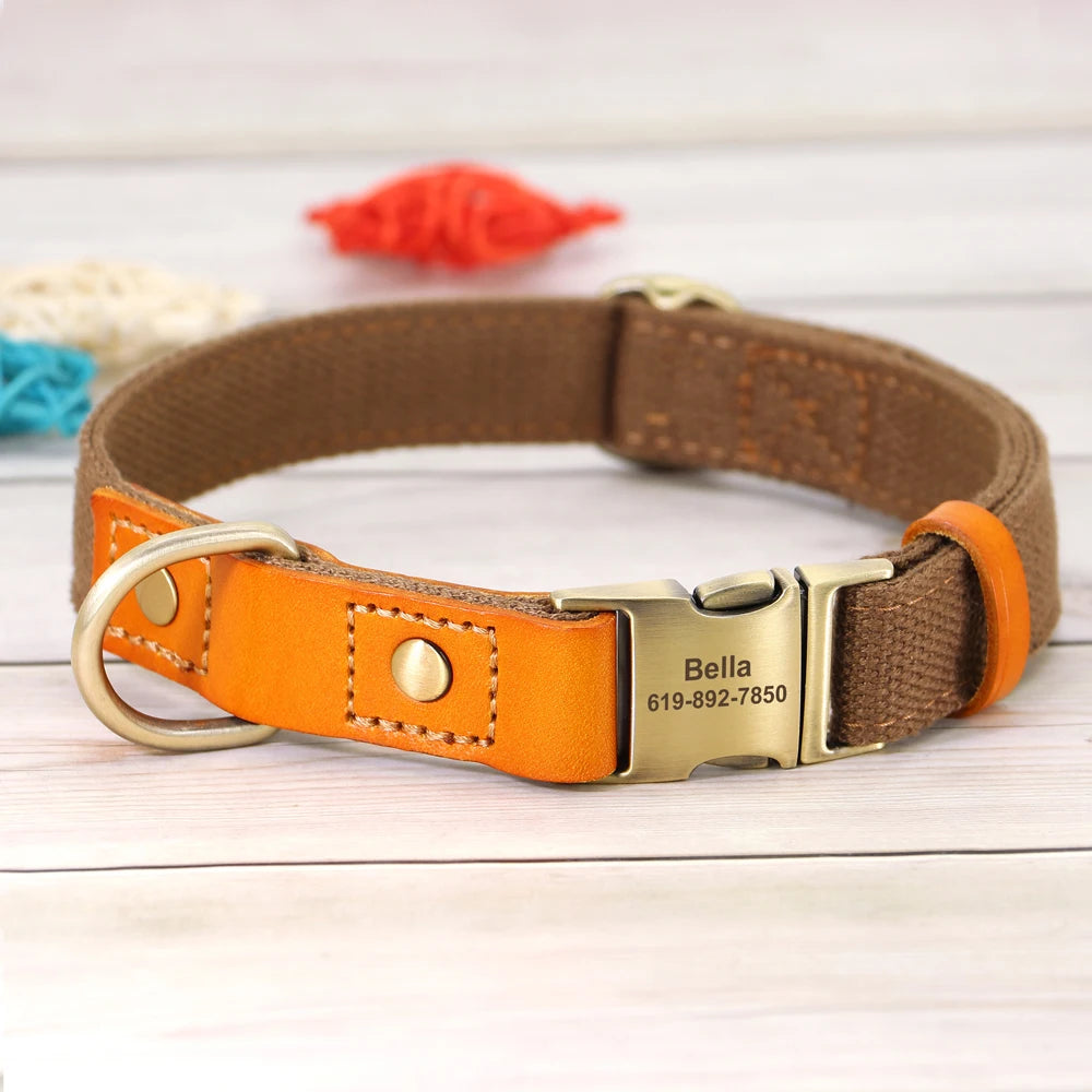 Custom Nylon Dog Collar Durable PU Leather Dog Collars Necklace Personalized Pet ID Collars for Small Medium Large Dogs Party