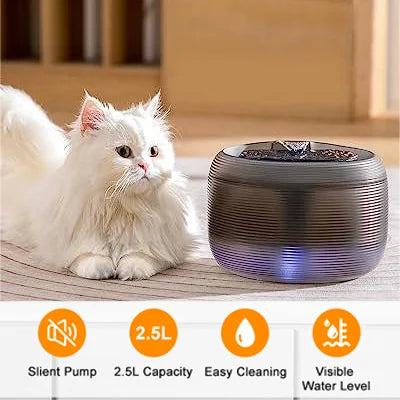 Ultra Quiet Cat Water Fountain Automatic cyclic filtering Pet Drinking Water Cat and dog Constant Temperature WaterBowl with LED