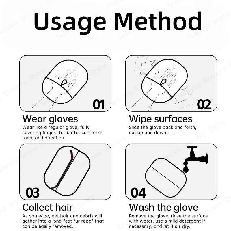 2025Pet Grooming Glove Double Sided Hair Removal Glove for Cats Dogs Bathing Cleaning Carpet Sofa Portable Washable PetAccessory