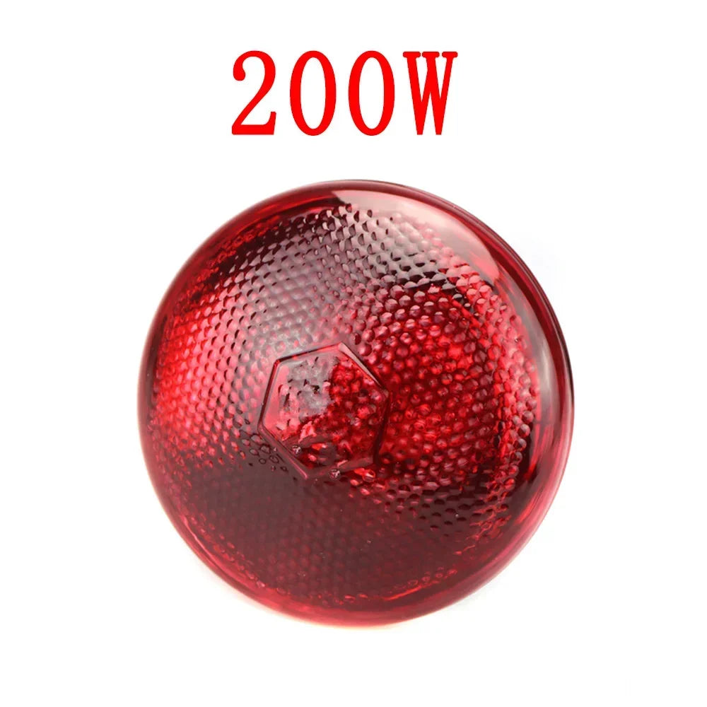 220V Infrared Heating Lamp Bulb 100/150/200/275W Suitable for Reptiles Plants Pets Livestock and Poultry