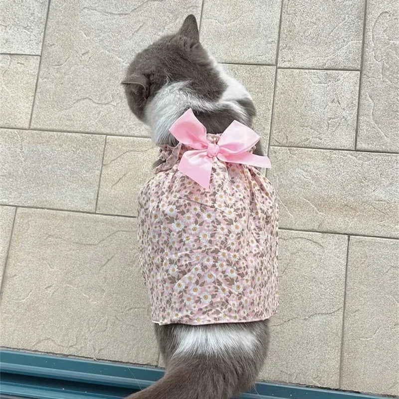 Cat Suspender Floral Skirt In Summer | Floral Dress for Teddy and Small Dog | Cute Camisole Skirt Puppy and Kitten Pet Clothing