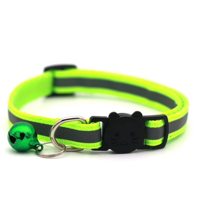 Mini Adjustable Dogs Collars Puppy Bell Necklace Bow Tie with Reflective Strips Cats Pattern Buckle Collars for Pets Accessories