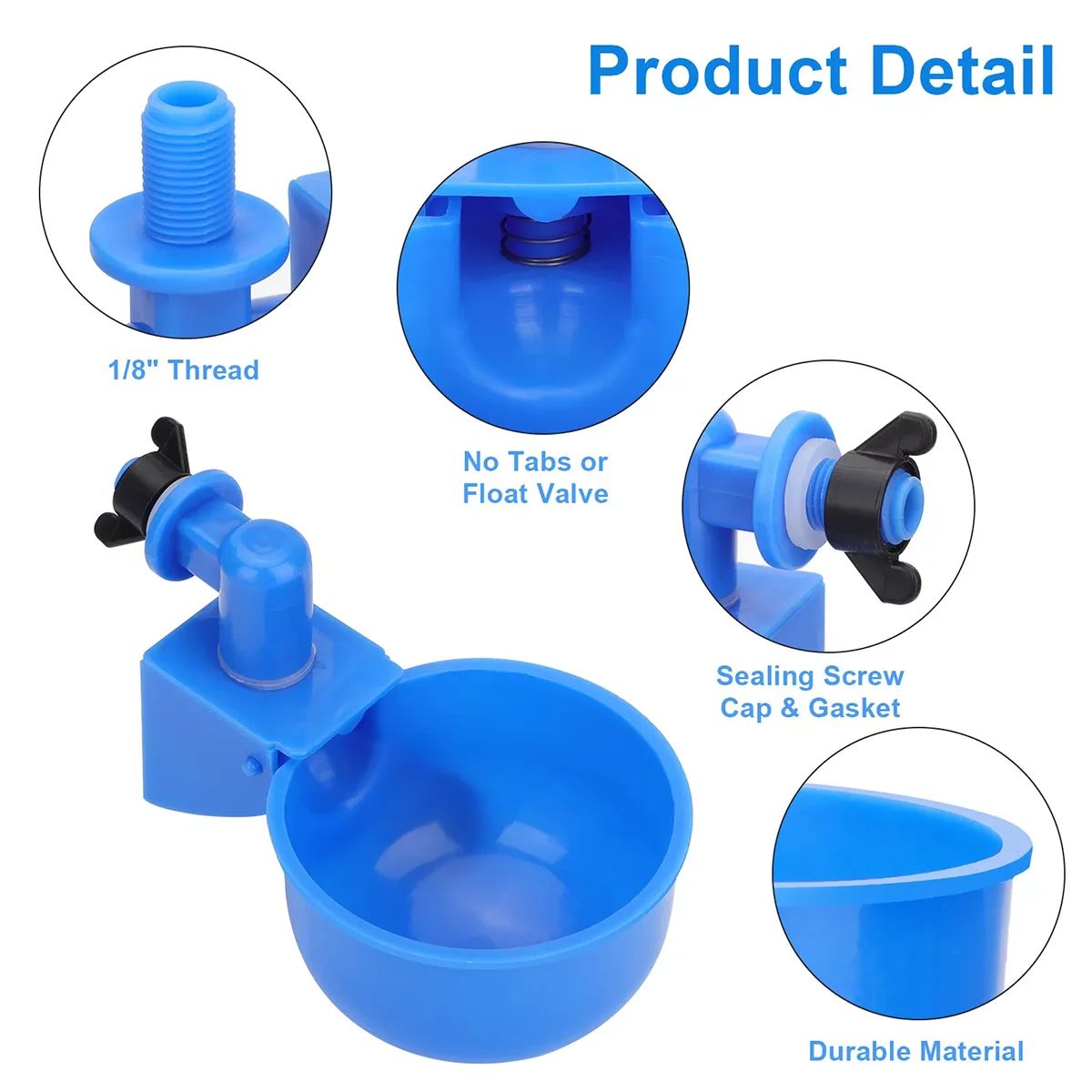 2/4/6/10/20Pcs Automatic Chicken Water Cup Waterer Poultry Drinker Feeder Drinking Bowl Kit Hens Feeder Drinker For Birds Duck