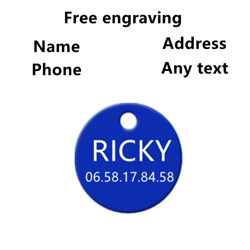 2pcs Free Laser Engraving Pet Dog ID Tag Cat Puppy Name Pendant Tags Personalized Custom Pets Tag Collar Anti-lost Nameplate