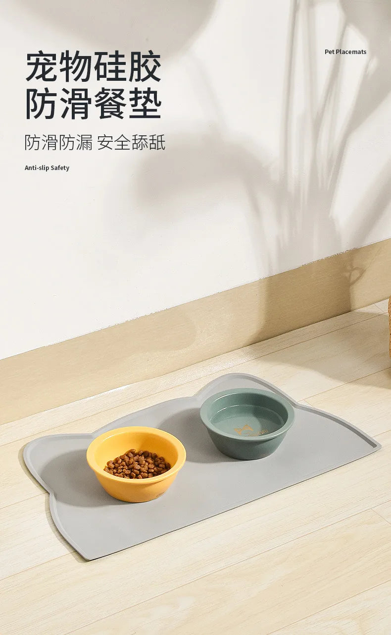 Non-Slip Pet Silicone Food Mat Bowl Pad Leak-Proof Feeding Mats Cushion for Cats Dogs Pet Cat Feeder Dog Bowl Pet Accessories
