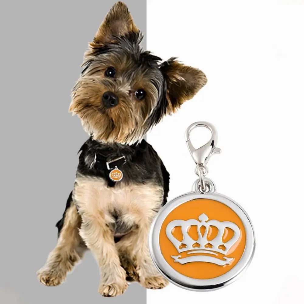 Pet ID Card Crown Pet ID Name Tag Loss Prevention Zinc Alloy Pet Nameplate Personalized Dog Hanging Tag For Cats Dogs