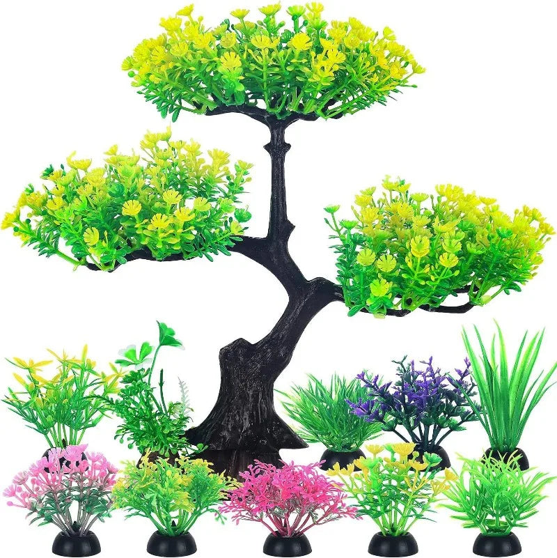 1set Aquarium Artificial Plastic Plants Decoration Goldfish Tank Betta Fish Tank Plants Water Weeds Ornament Aquarium Decor
