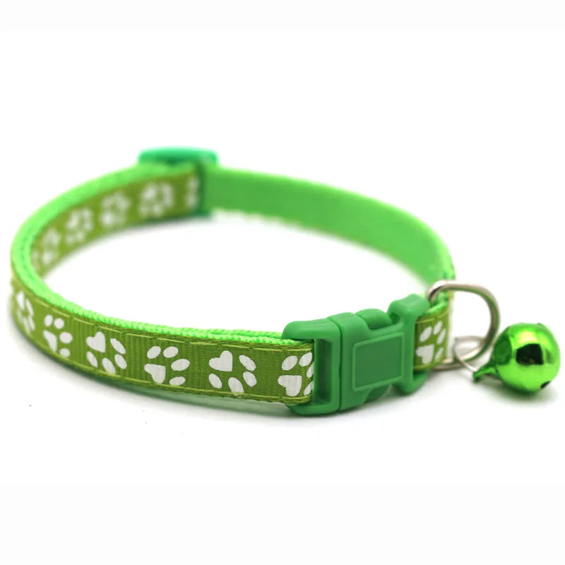 1pc Colorful Pet Pattern Small Dog and Cat Collar with Bell Adjustable Bowties Dog Bow Ties DIY Band Pet Collar With Footprint
