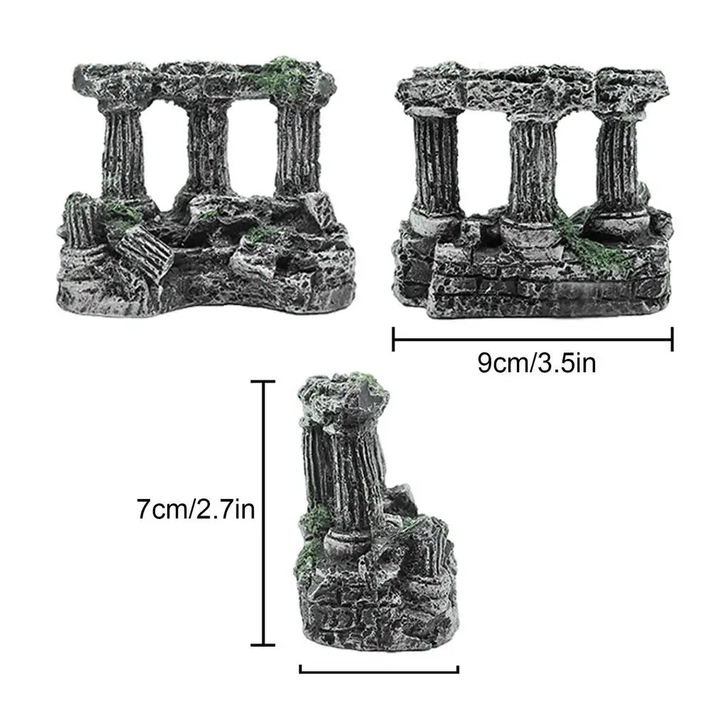 Aquarium Fish Tank Rome Stone Pillars Resin Manual Greece Temple Stone Decoration Retro Landscaping For Aquarium Fish Tank 1pcs