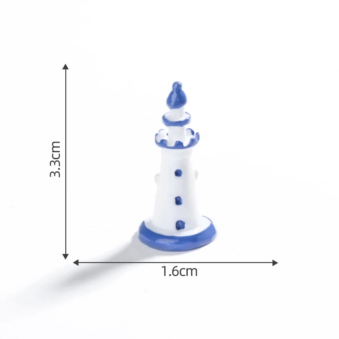 Mini Ocean Figurine Doll Garden Decor Ornament Miniature Landscape Ornaments Lighthouse Statue Resin Craft Fish Tank Decorations