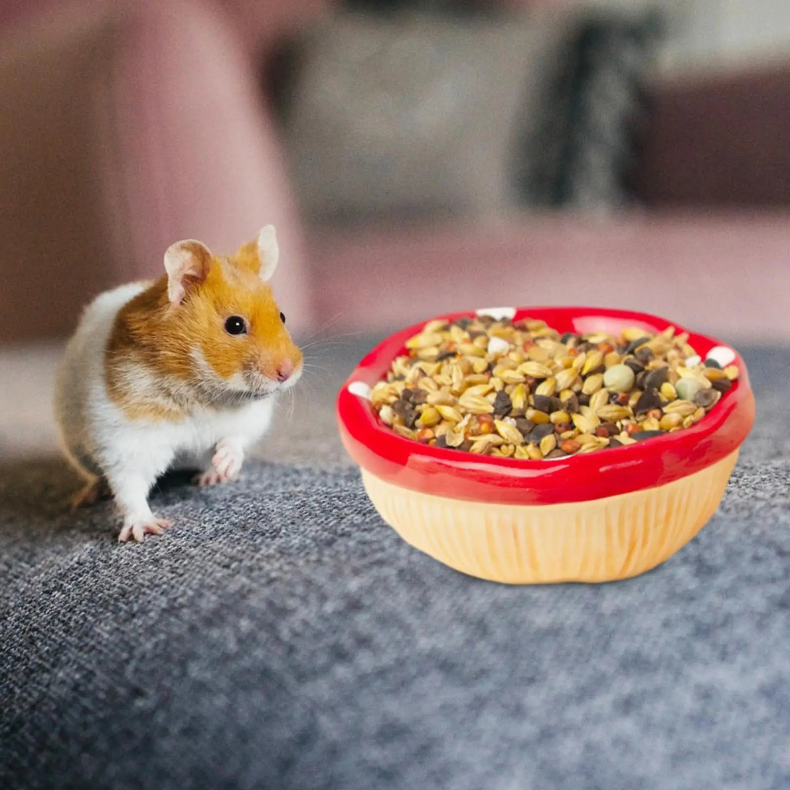 Ceramic Hamster House for Small Animals Outdoor Mushroom Cave Small Animal Food for Home Hamster Keeping Gigts
