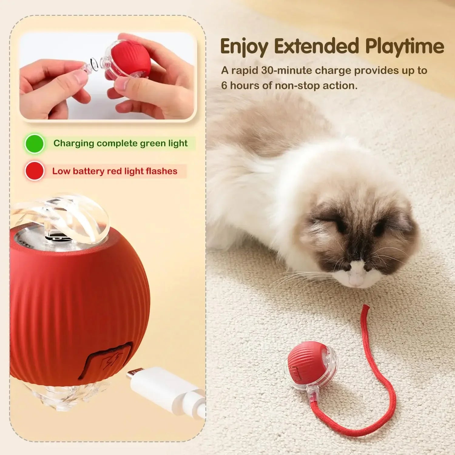 Cat Toys for Kitten Cats Ball Toys Pet Product Cat's Accessories for Home Automatic Electronic Indoor Interactive Cat Pet Toy