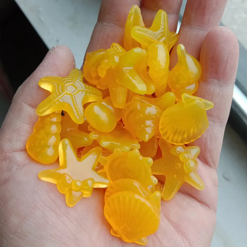 100pcs Luminous Ocean Stone Conch and Shell Fish Tank Decoration Simulated Aquatic Gravel Glow in Dark Pretty Little Rocks