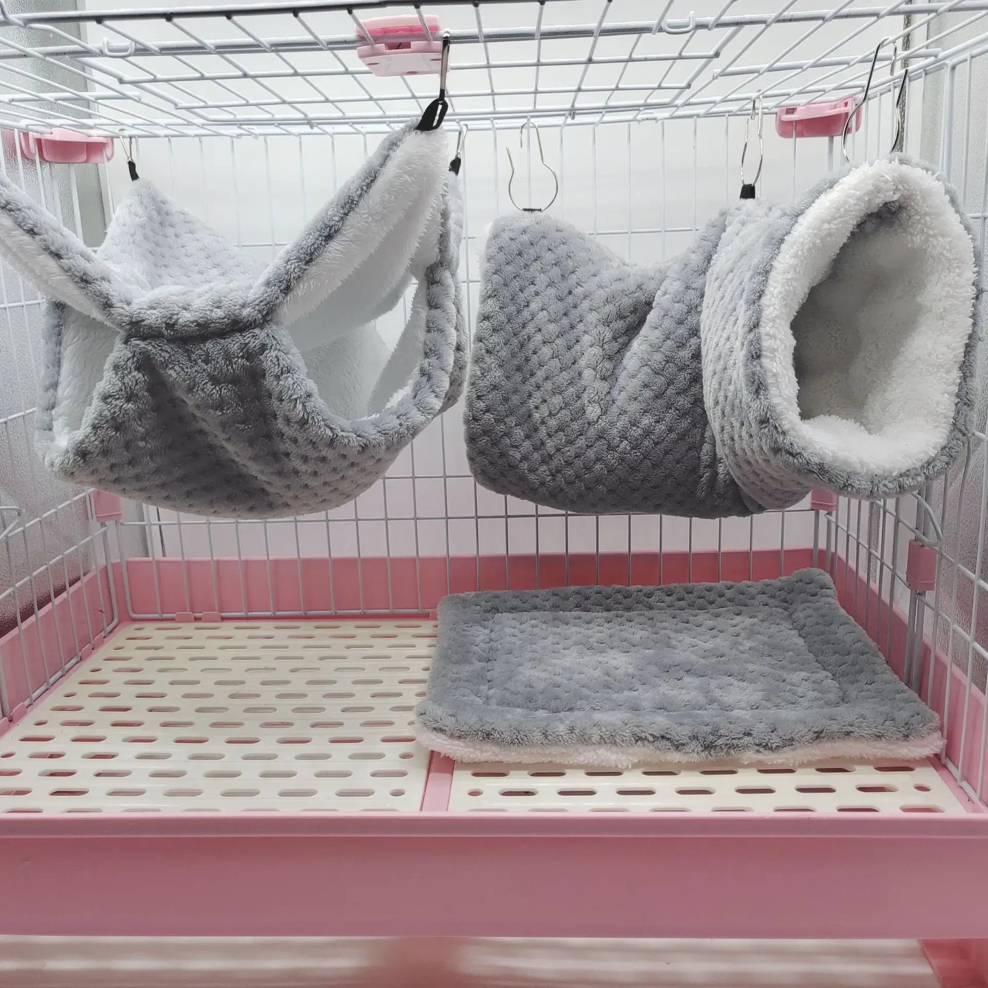 Warm Winter Pet Hammock Double Layer Thick Plush Hamster Hammock Chinchilla Guinea Pig Ferret Sleeping Bag Hamster Hanging Cage