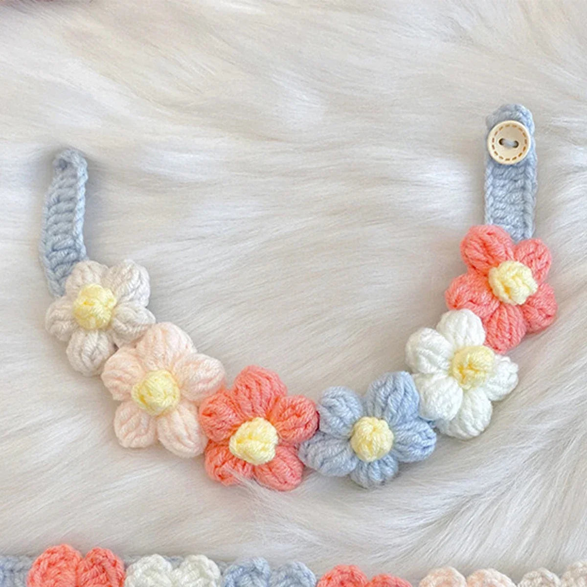 Cat Dog Knitted Collar Crochet Collar Ins Style Pet Drool Scarf Bib Flower Accessories Pure hand knitting
