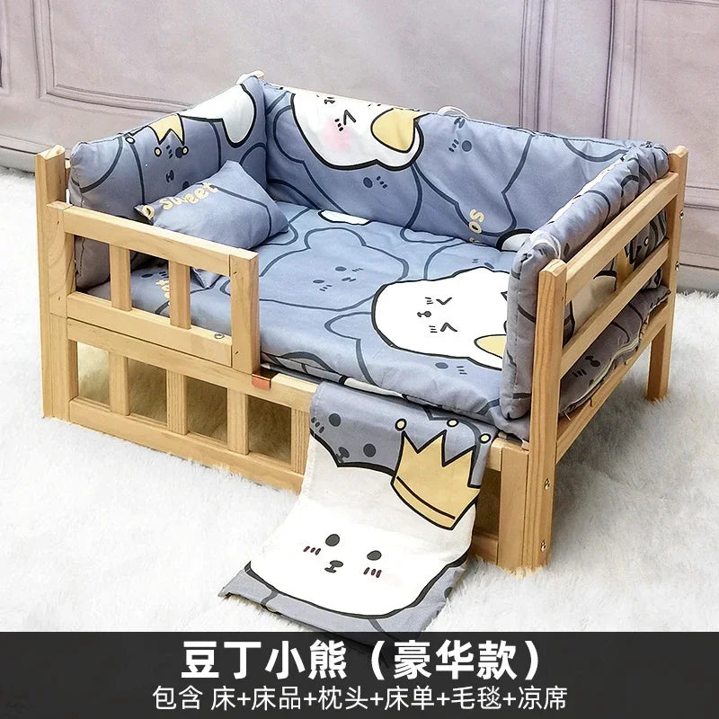 Off the Ground Solid Wood Pet Bed Four Season Universal Dog Bed Small to Large Teddy Bed at Special Price