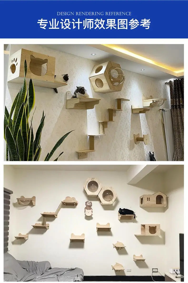 Cat Climbing Frame Hanging Wall Cat Nest Wall Hanging All Solid Wood Gimnasio Para Gato Artículos Para Mascotasaseo Para Gatos