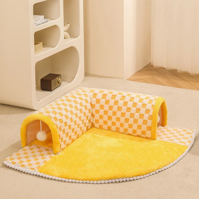 Tunnel Cat Nest Winter Warm Can Be Disassembled and Washed Cat Bed Cat Escape House Enclosed Cat House Autumn and Winter Cat Mat